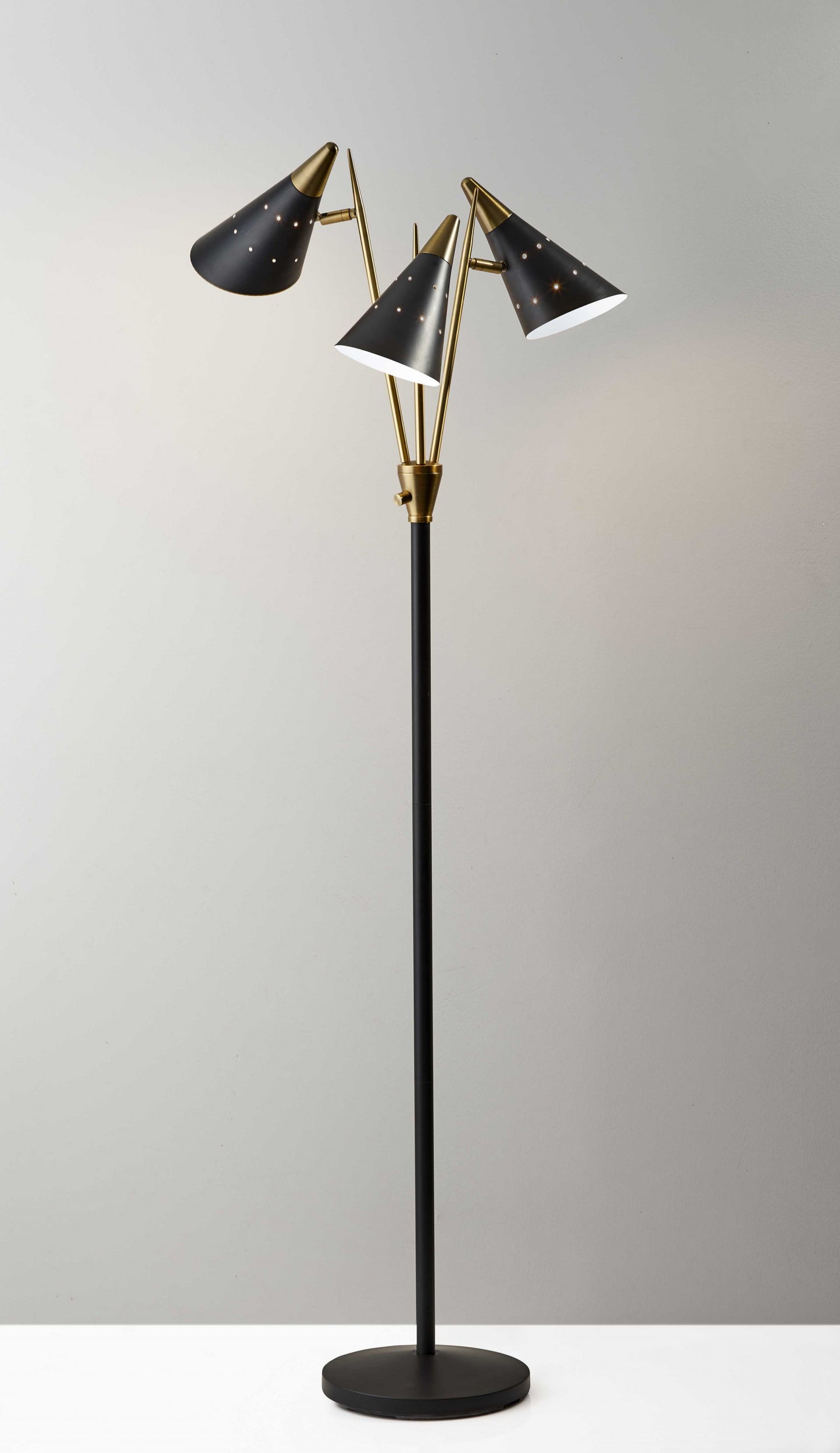 Black 3-Light Floor Lamp w/ Black Shade