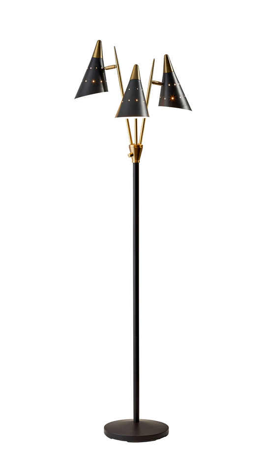 Black 3-Light Floor Lamp w/ Black Shade