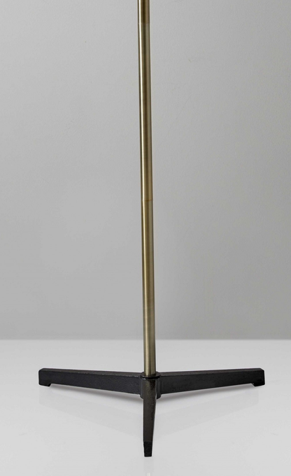Three Arm Adjustable Floor Lamp In Brass w/ Grey Black & Shades