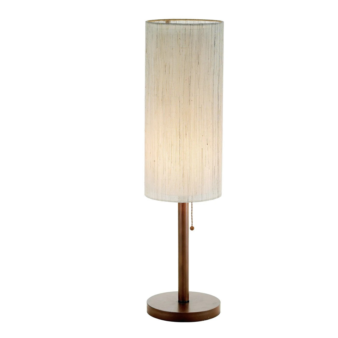 Walnut Solid Wood Standard Table Lamp w/ Beige Shade