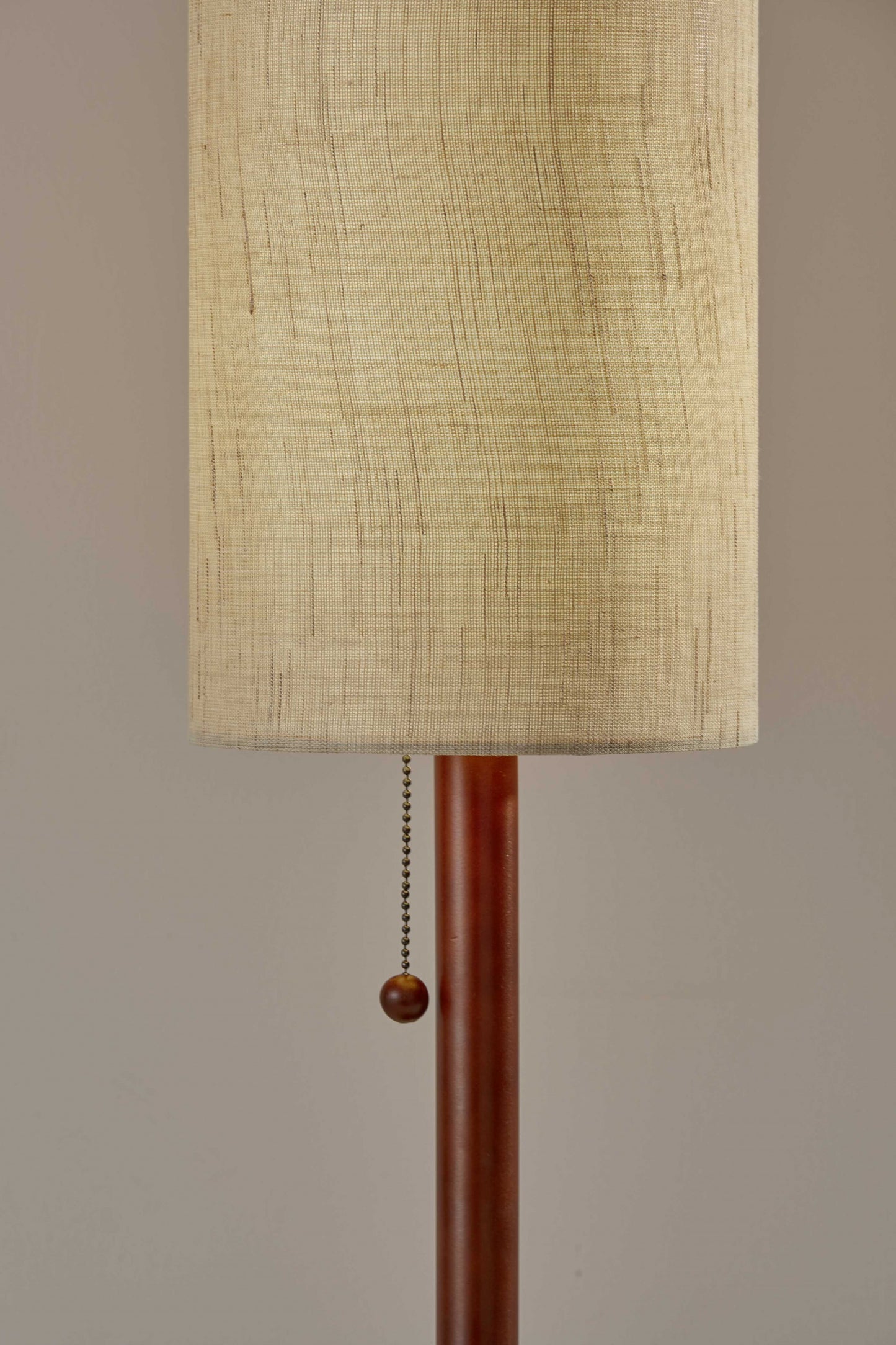 Walnut Solid Wood Standard Table Lamp w/ Beige Shade