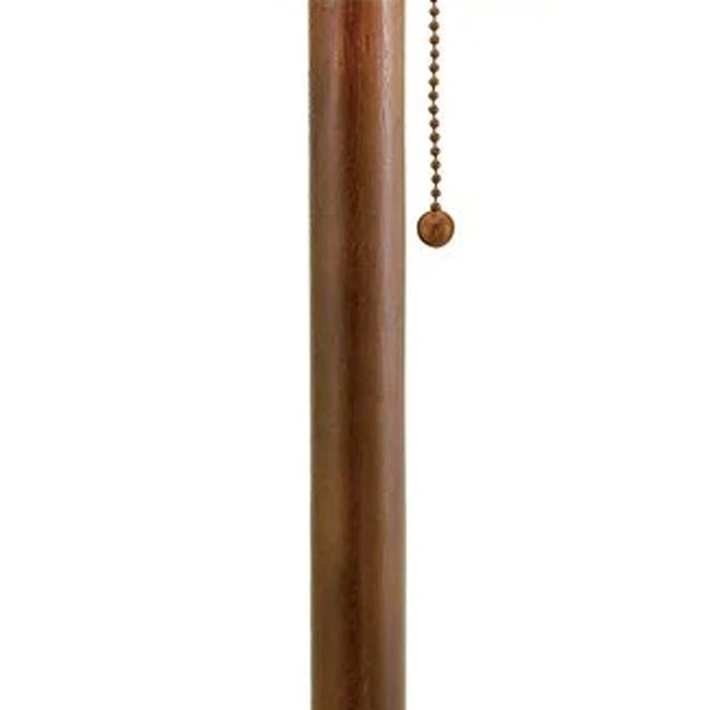 Walnut Solid Wood Standard Table Lamp w/ Beige Shade