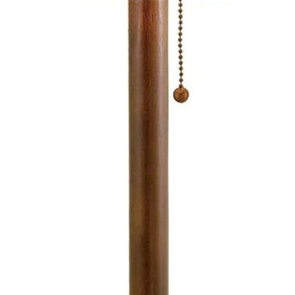 Walnut Solid Wood Standard Table Lamp w/ Beige Shade