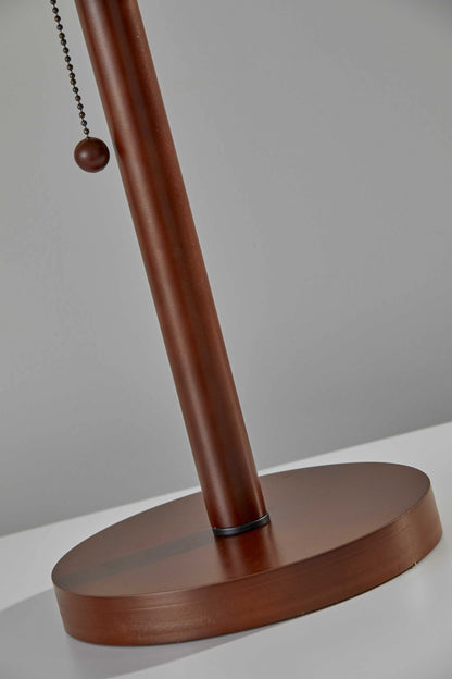 Walnut Solid Wood Standard Table Lamp w/ Beige Shade