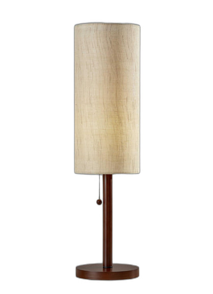 Walnut Solid Wood Standard Table Lamp w/ Beige Shade