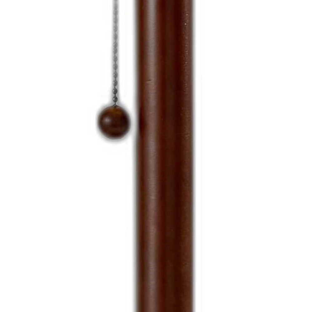 Walnut Solid Wood Standard Table Lamp w/ Beige Shade