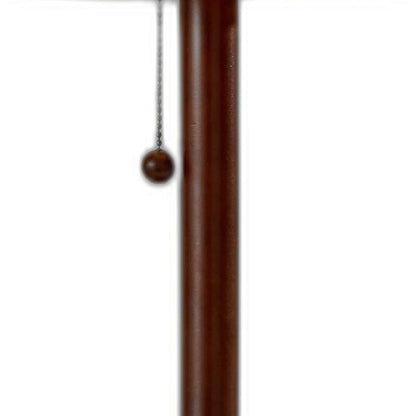 Walnut Solid Wood Standard Table Lamp w/ Beige Shade