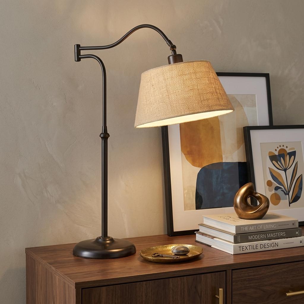 Dark Bronze Swing Arm Adjustable Table Lamp