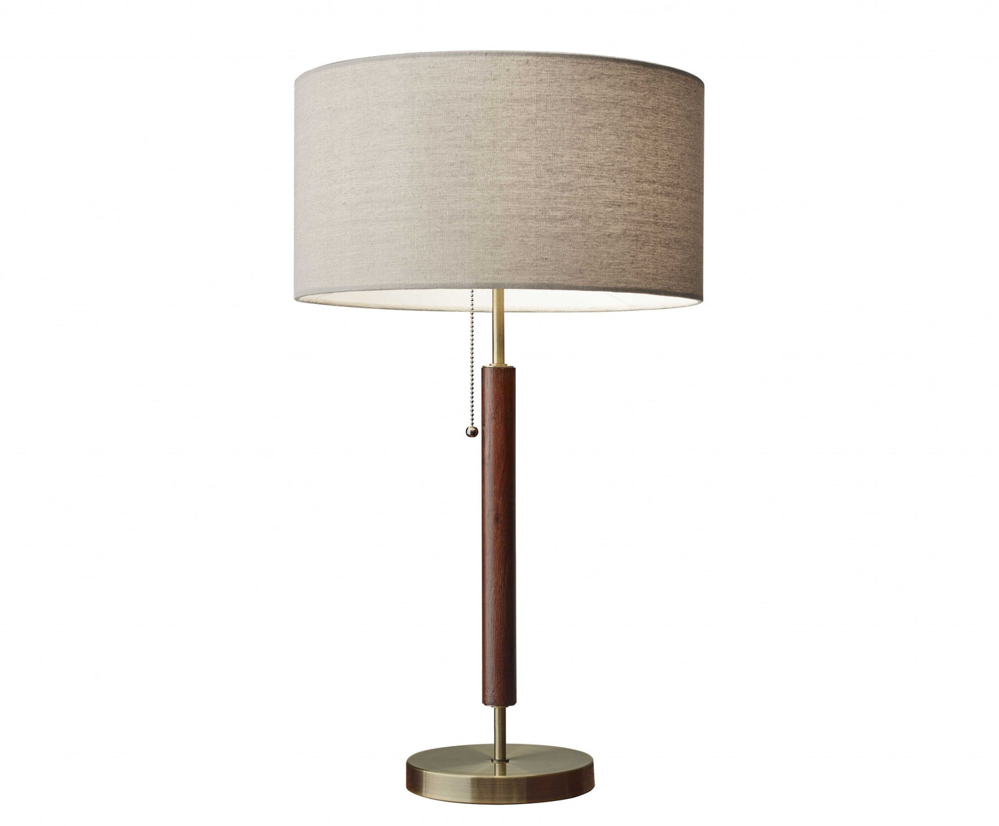 Antique Brass & Walnut Wood Table Lamp