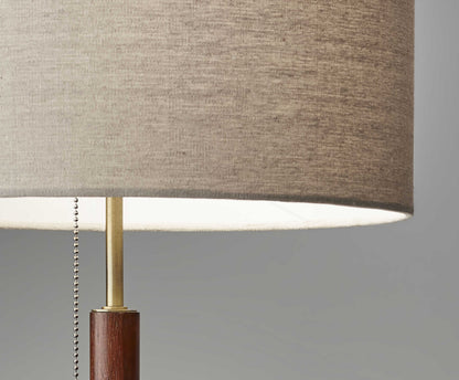 Antique Brass & Walnut Wood Table Lamp