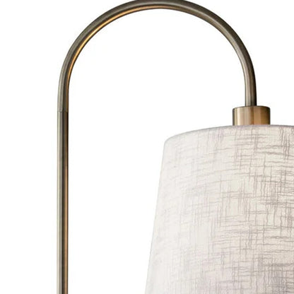Brass Tray Table Floor Lamp w/ White Shade