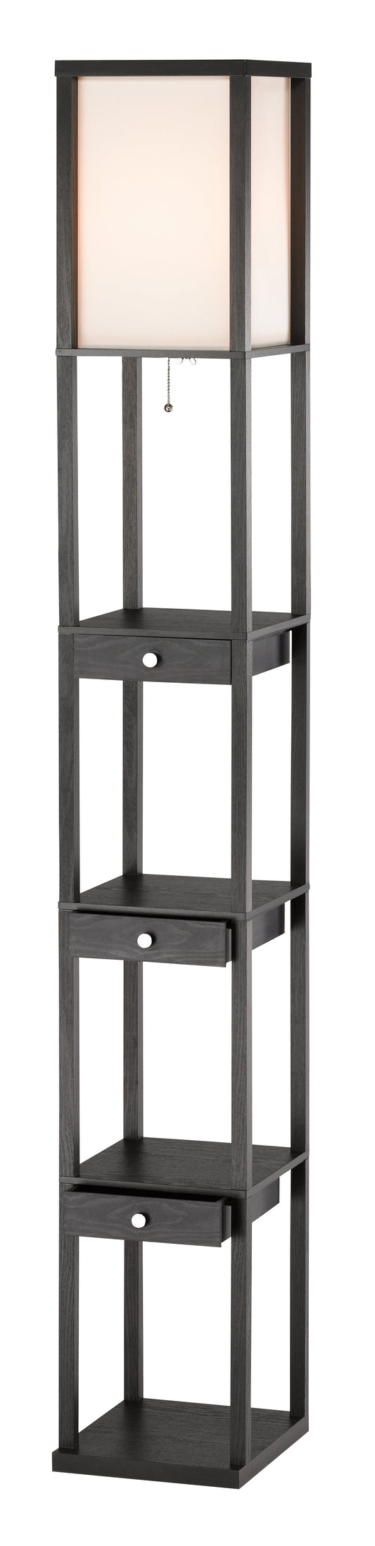 Black Column Floor Lamp w/ Off White Shade