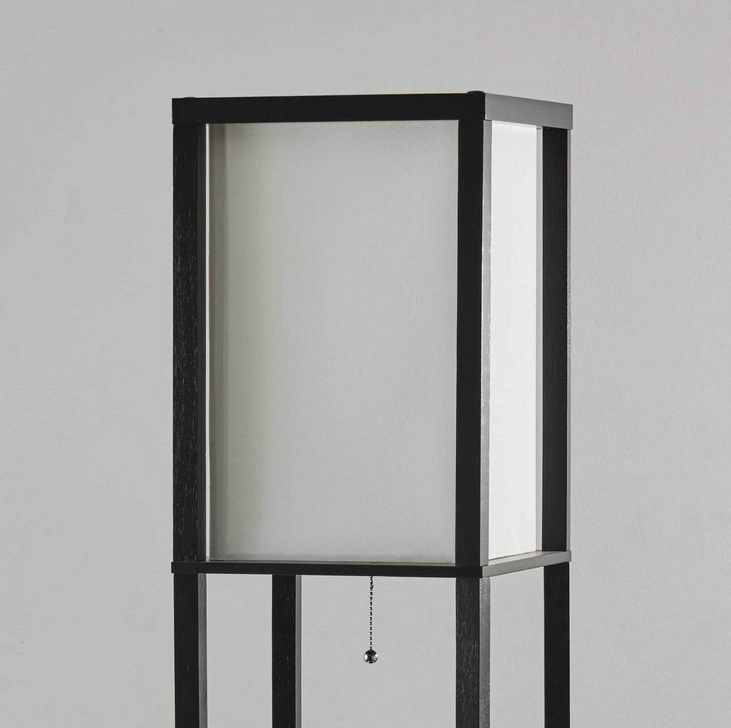 Black Column Floor Lamp w/ Off White Shade