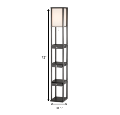 Black Column Floor Lamp w/ Off White Shade
