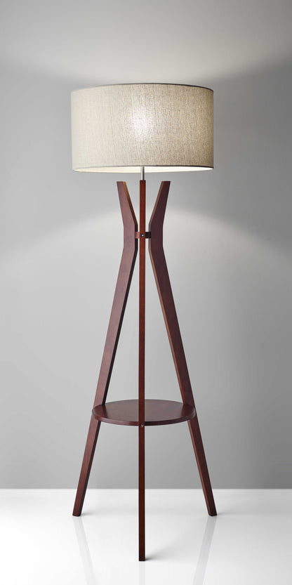 Solid Wood Tripod Floor Lamp w/ Shade