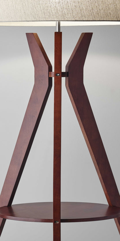 Solid Wood Tripod Floor Lamp w/ Shade