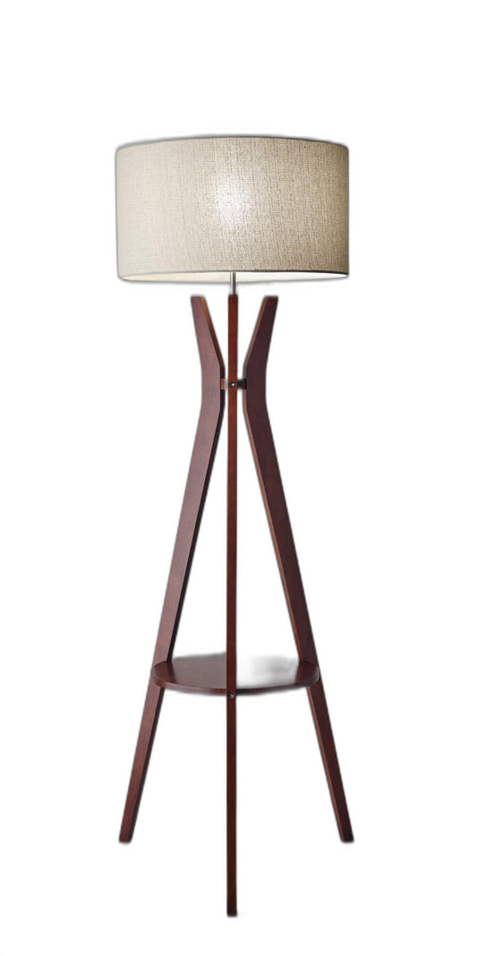 Solid Wood Tripod Floor Lamp w/ Shade