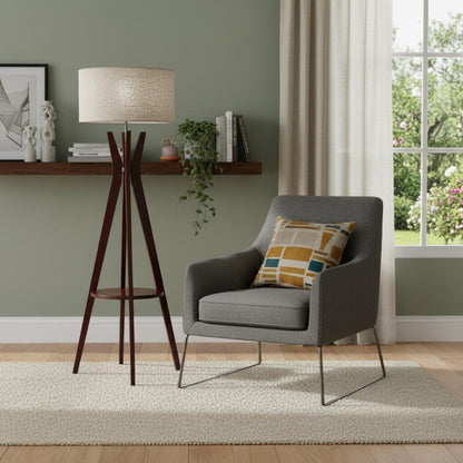 Solid Wood Tripod Floor Lamp w/ Shade