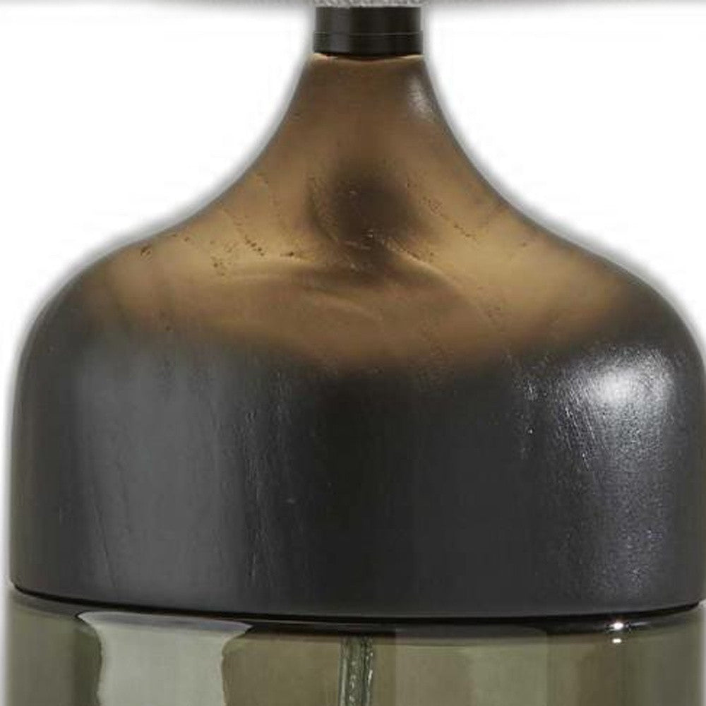 Black Glass Bedside Table Lamp w/ Shade