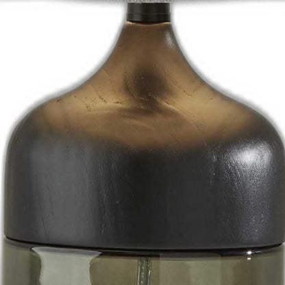 Black Glass Bedside Table Lamp w/ Shade