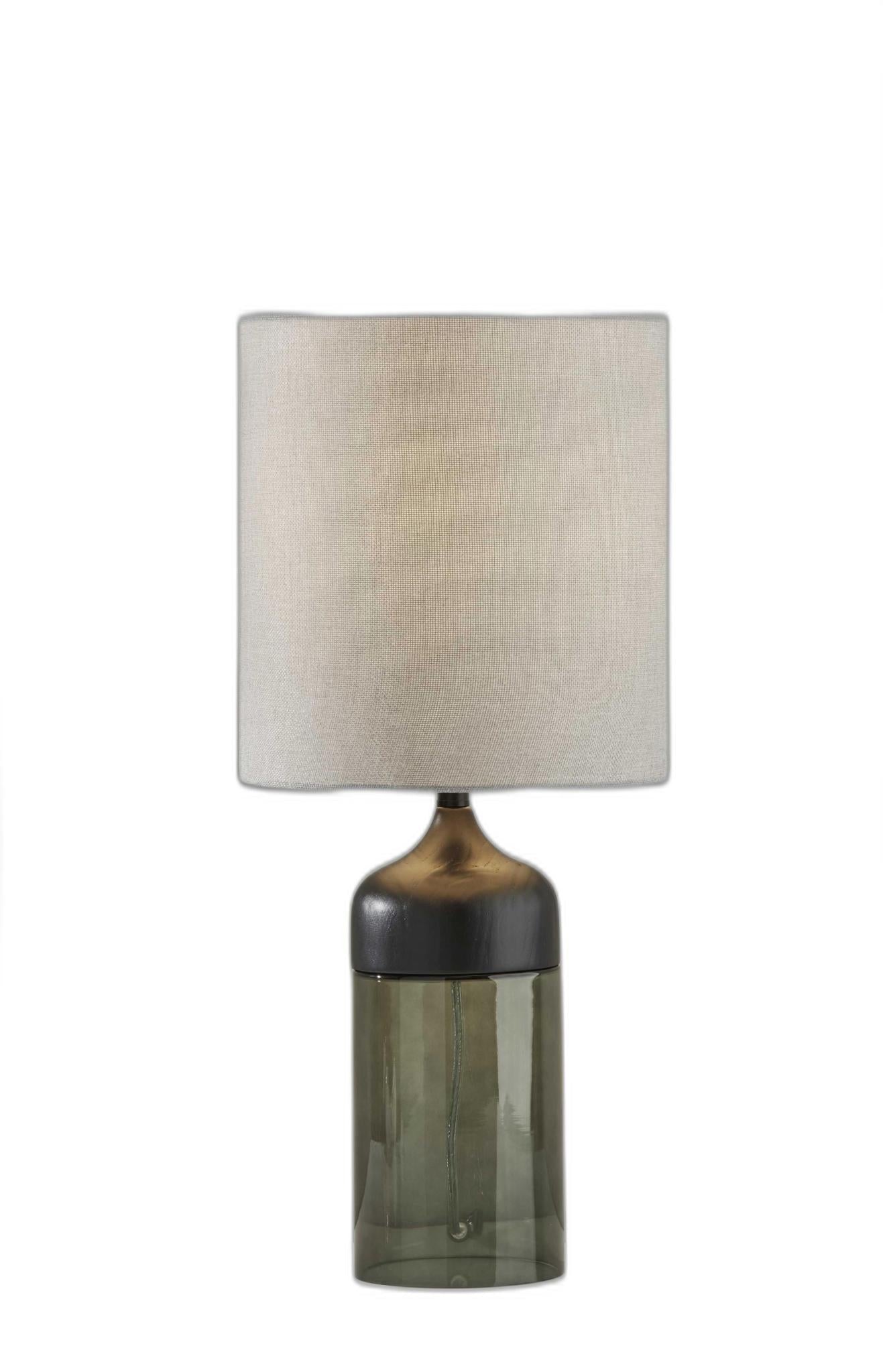 Black Glass Bedside Table Lamp w/ Shade