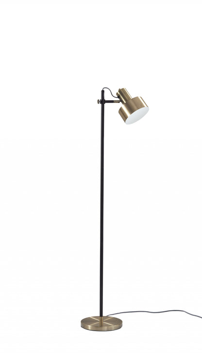 Retro Floor Lamp w/ Adjustable Jumbo Antique Brass Shade