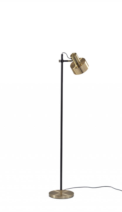 Retro Floor Lamp w/ Adjustable Jumbo Antique Brass Shade