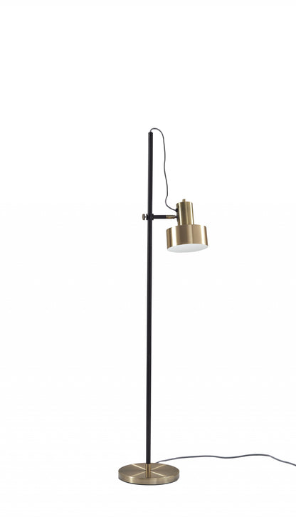 Retro Floor Lamp w/ Adjustable Jumbo Antique Brass Shade