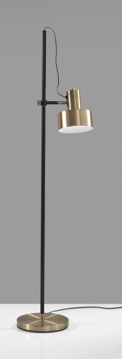 Retro Floor Lamp w/ Adjustable Jumbo Antique Brass Shade