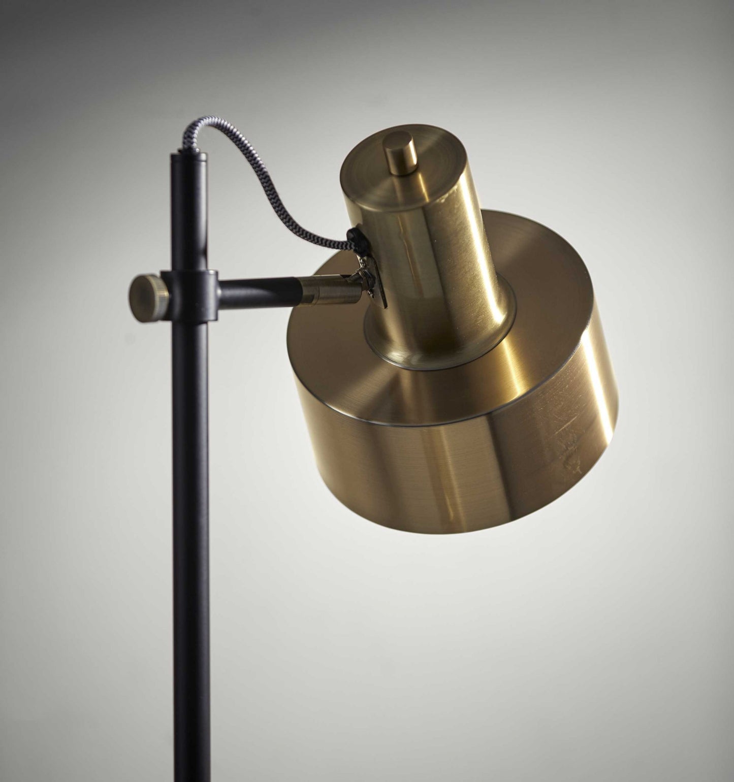 Retro Floor Lamp w/ Adjustable Jumbo Antique Brass Shade