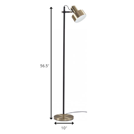 Retro Floor Lamp w/ Adjustable Jumbo Antique Brass Shade