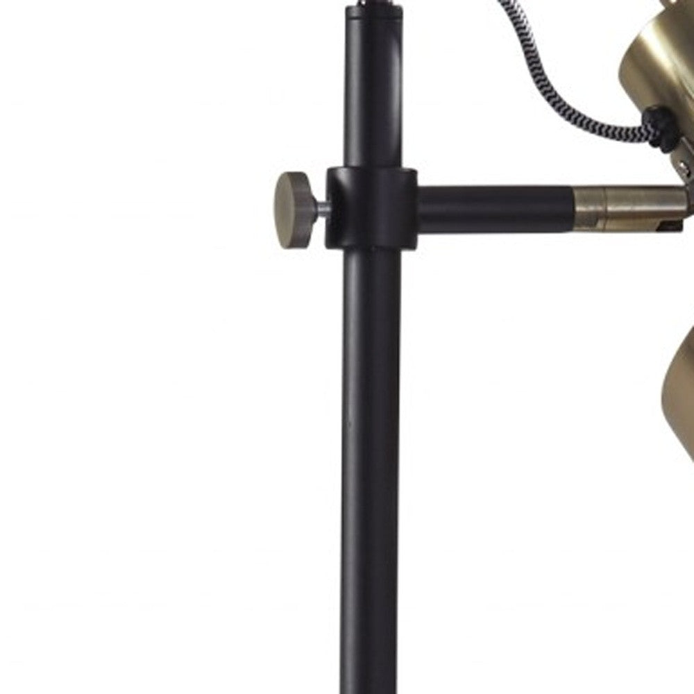 Retro Floor Lamp w/ Adjustable Jumbo Antique Brass Shade