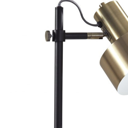 Retro Floor Lamp w/ Adjustable Jumbo Antique Brass Shade