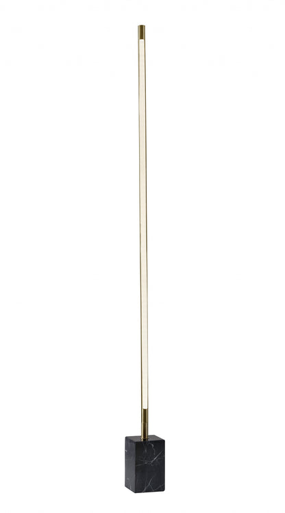 Minimalist Ambient Glow Floor Lamp w/ Dimmer In Antique Brass & Black Marble