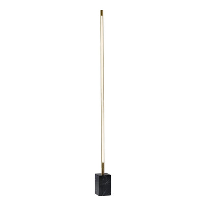 Minimalist Ambient Glow Floor Lamp w/ Dimmer In Antique Brass & Black Marble