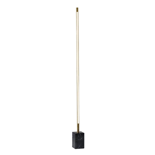 Minimalist Ambient Glow Floor Lamp w/ Dimmer In Antique Brass & Black Marble