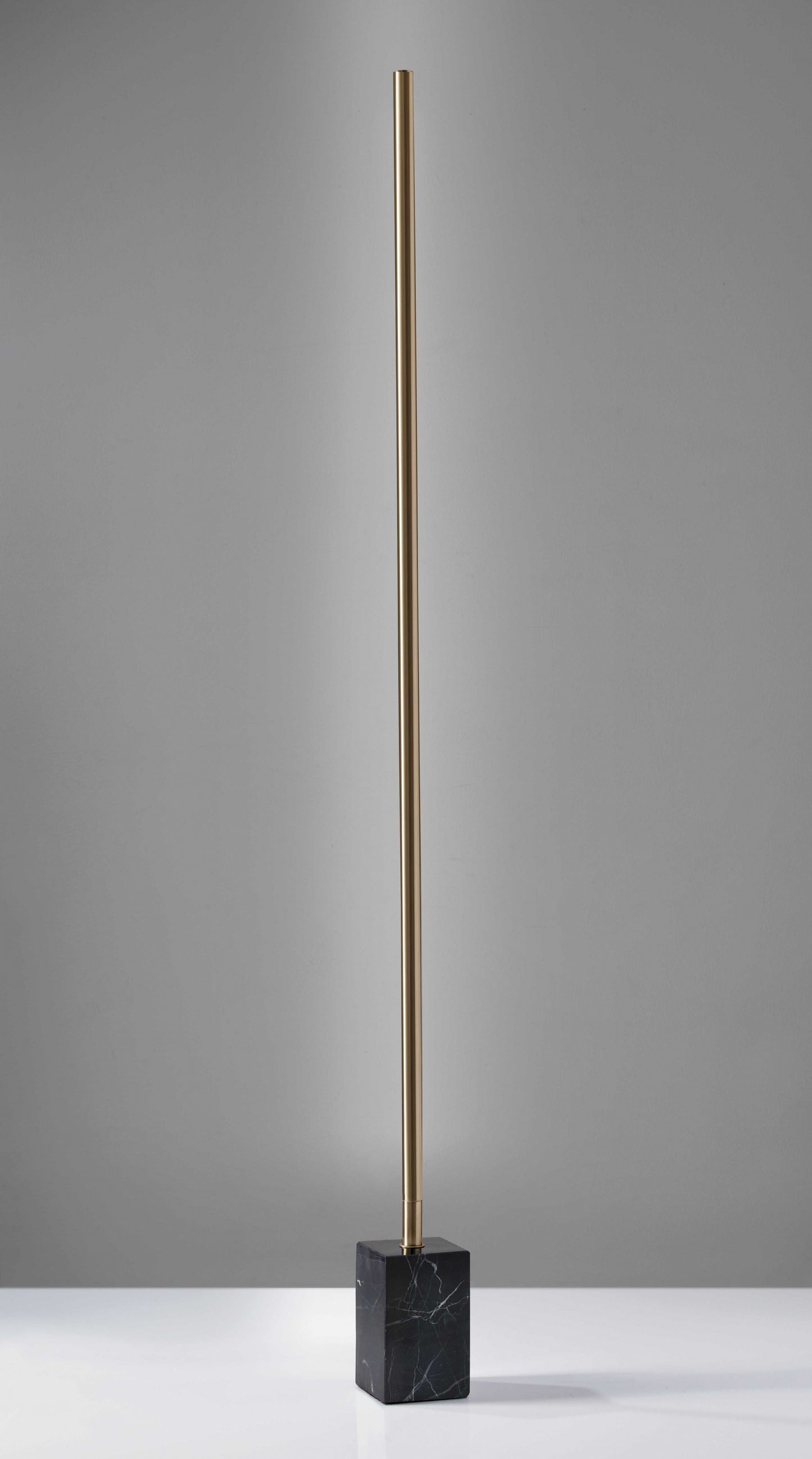 Minimalist Ambient Glow Floor Lamp w/ Dimmer In Antique Brass & Black Marble