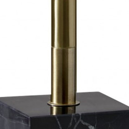 Minimalist Ambient Glow Floor Lamp w/ Dimmer In Antique Brass & Black Marble