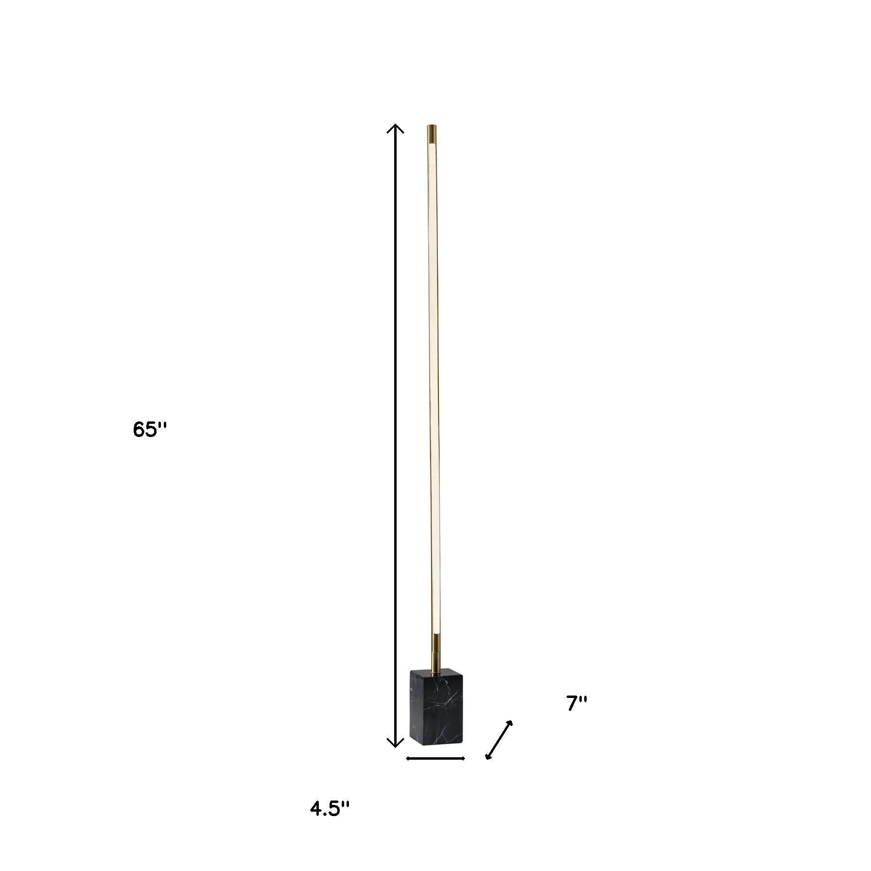Minimalist Ambient Glow Floor Lamp w/ Dimmer In Antique Brass & Black Marble