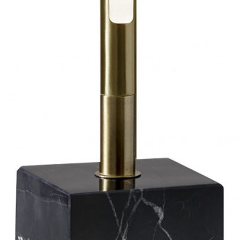 Minimalist Ambient Glow Floor Lamp w/ Dimmer In Antique Brass & Black Marble