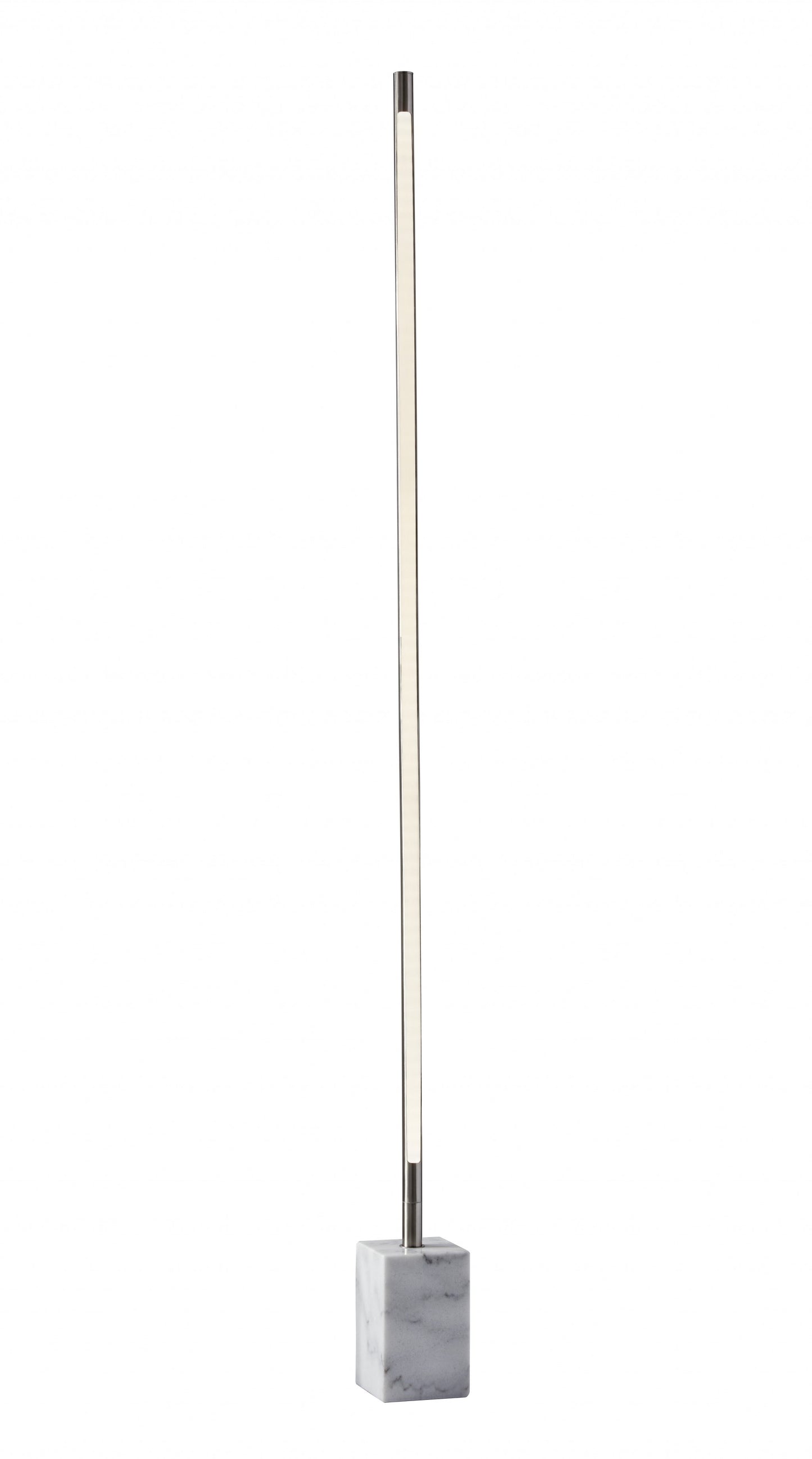 Minimalist Ambient Glow Floor Lamp w/ Dimmer In Brushed Steel & White Marble