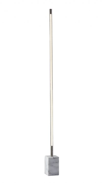 Minimalist Ambient Glow Floor Lamp w/ Dimmer In Brushed Steel & White Marble