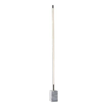 Minimalist Ambient Glow Floor Lamp w/ Dimmer In Brushed Steel & White Marble