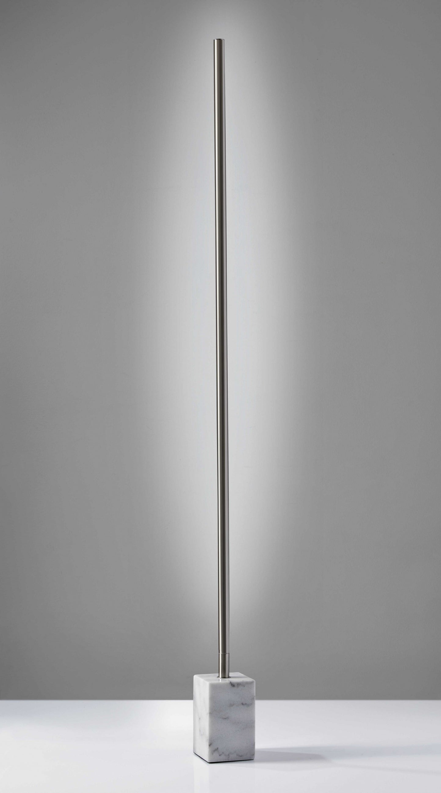 Minimalist Ambient Glow Floor Lamp w/ Dimmer In Brushed Steel & White Marble