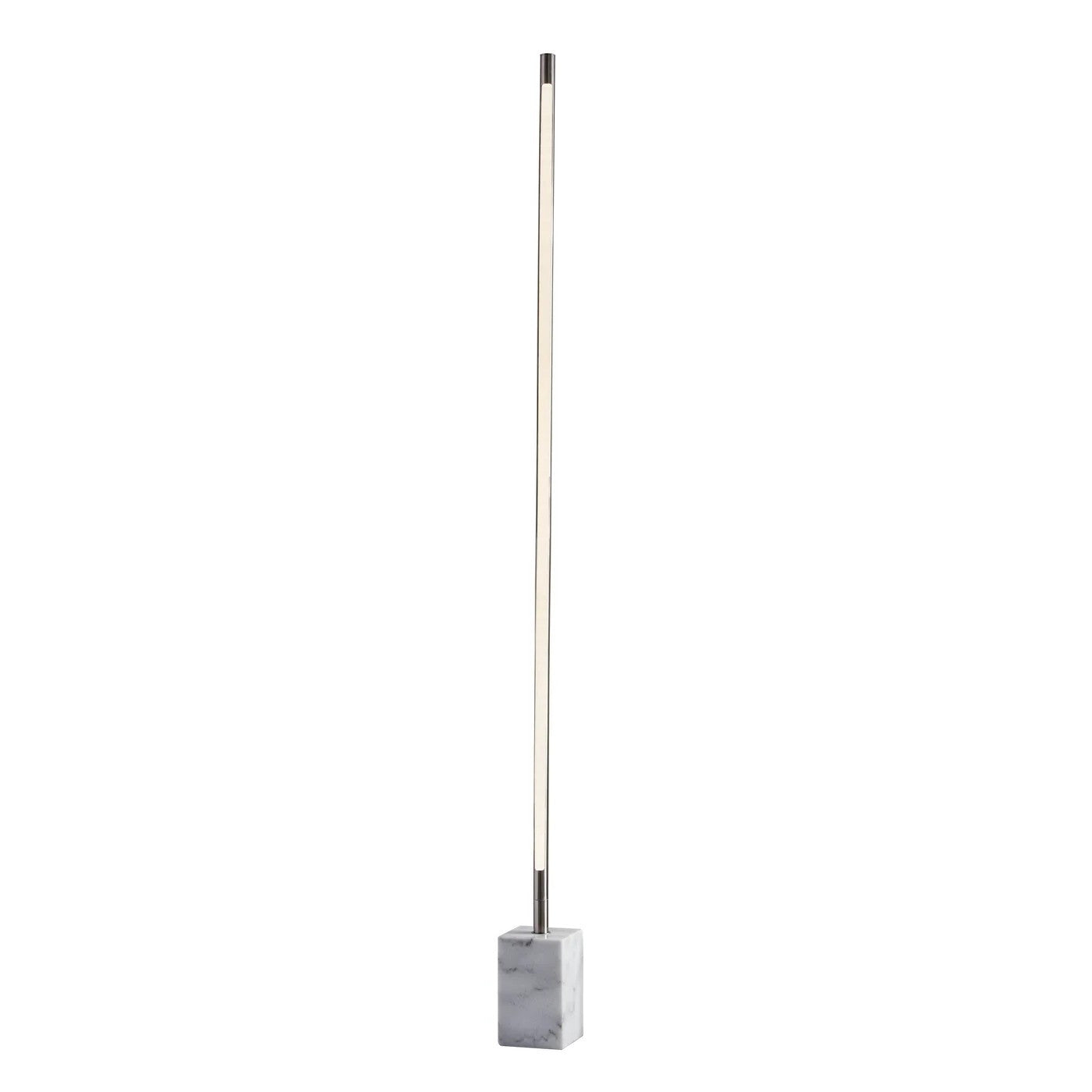 Minimalist Ambient Glow Floor Lamp w/ Dimmer In Brushed Steel & White Marble