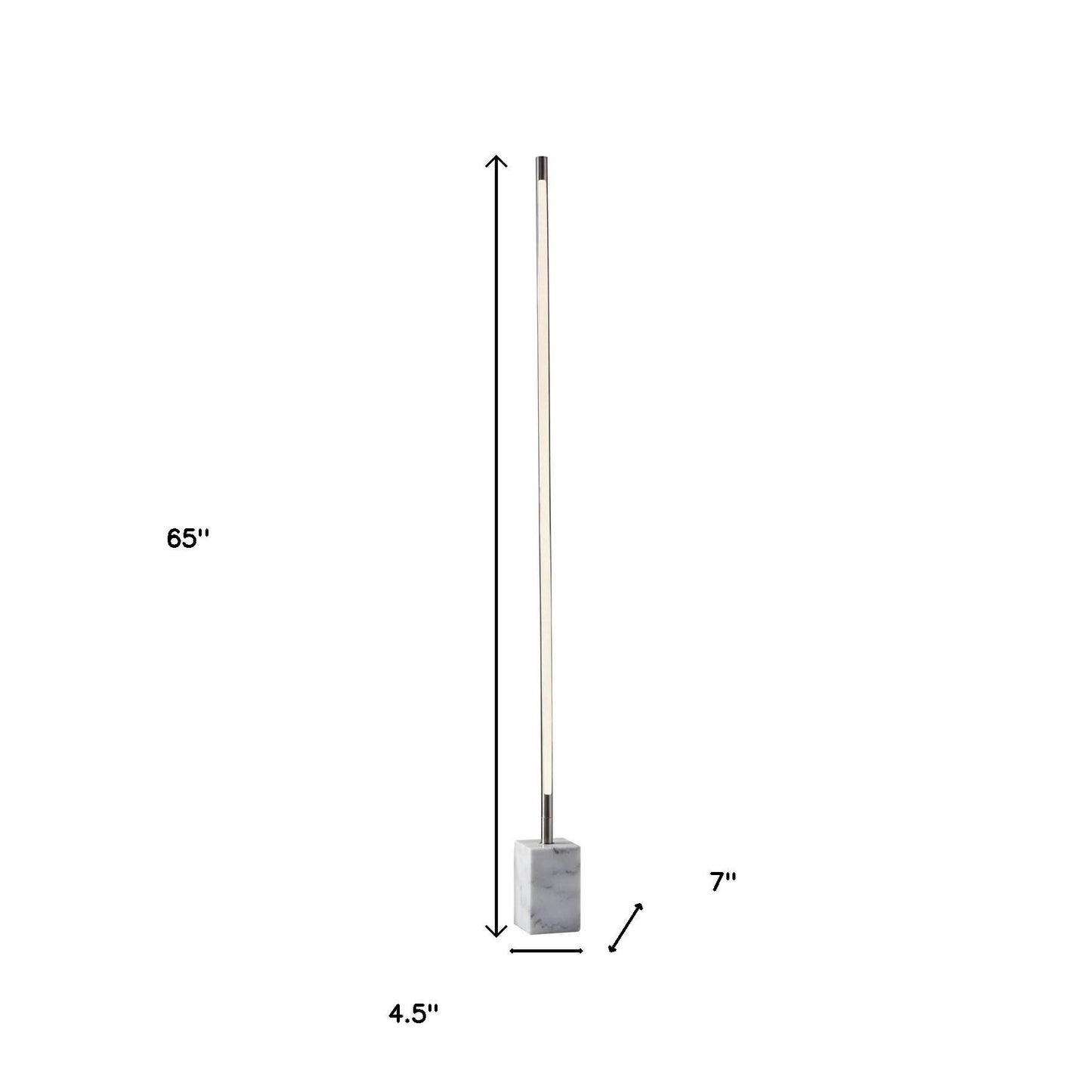 Minimalist Ambient Glow Floor Lamp w/ Dimmer In Brushed Steel & White Marble