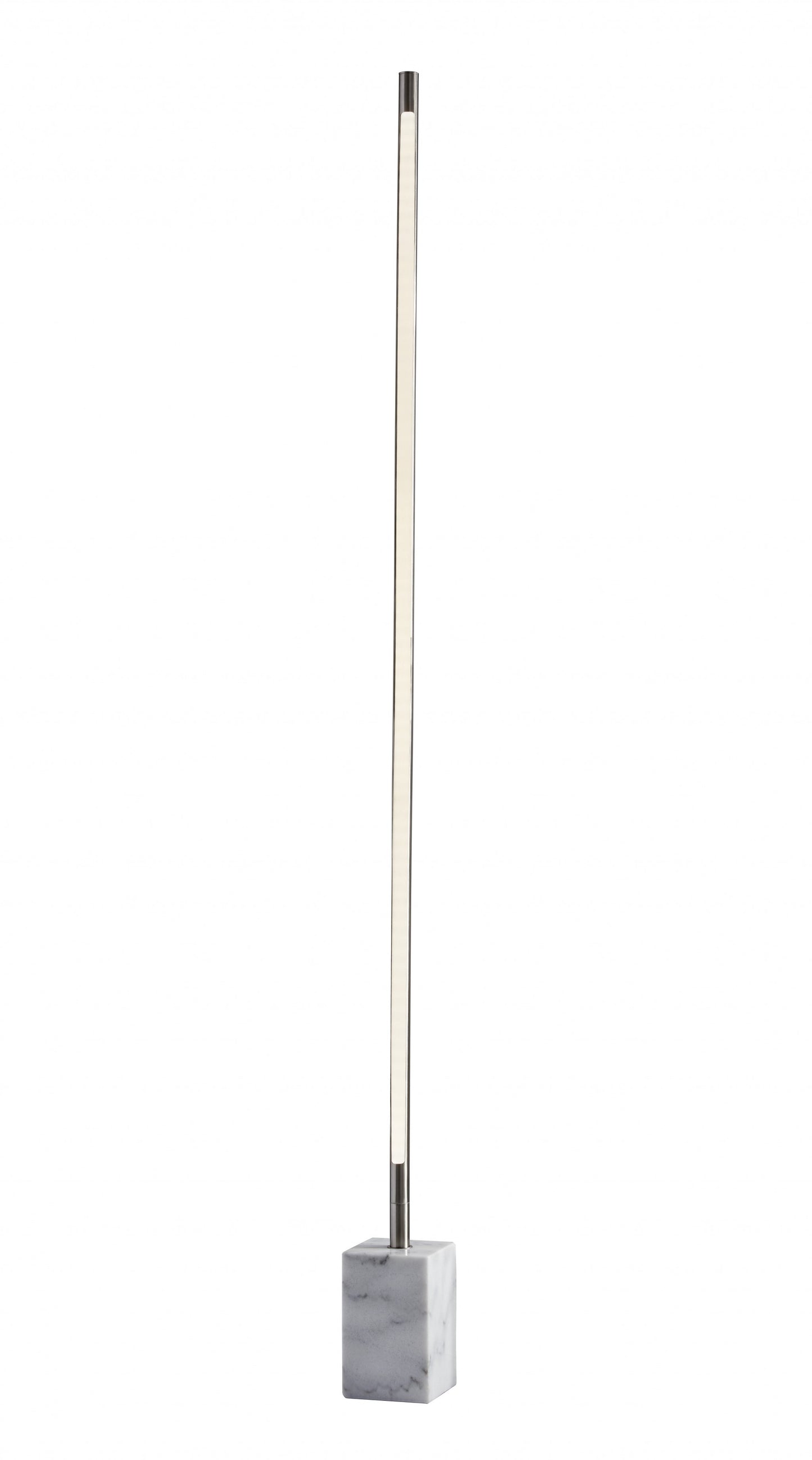 Minimalist Ambient Glow Floor Lamp w/ Dimmer In Brushed Steel & White Marble