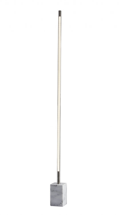 Minimalist Ambient Glow Floor Lamp w/ Dimmer In Brushed Steel & White Marble