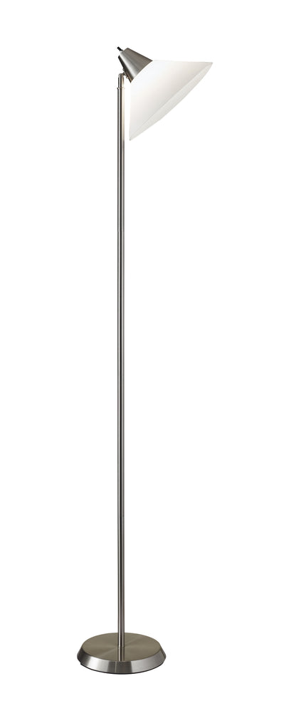 Elemental Brushed Steel Torchiere w/ Shade