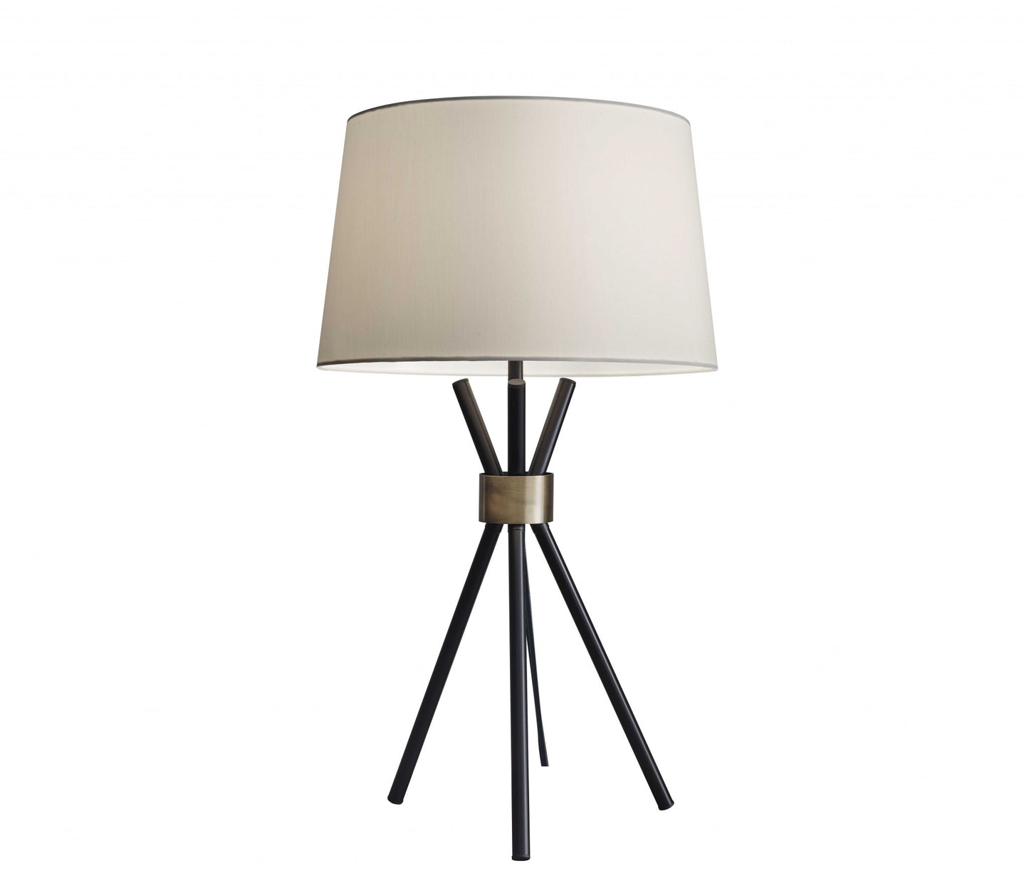 Black Tripod Leg w/ Antique Brass Accent Table Lamp